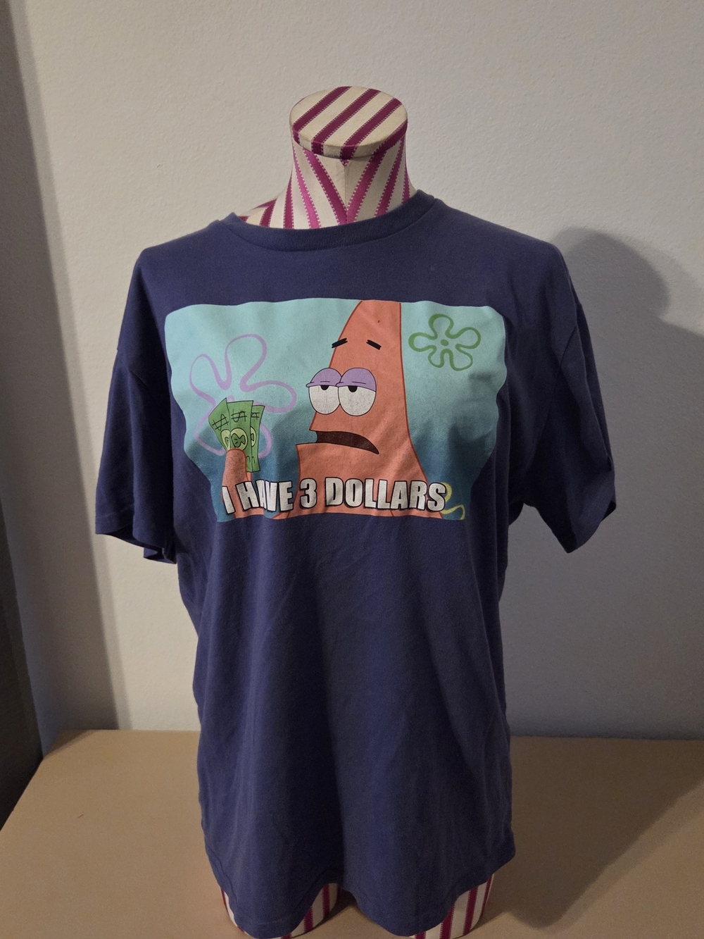 Navy Patrick Star Graphic Tee - 'I Have 3 Dollars'